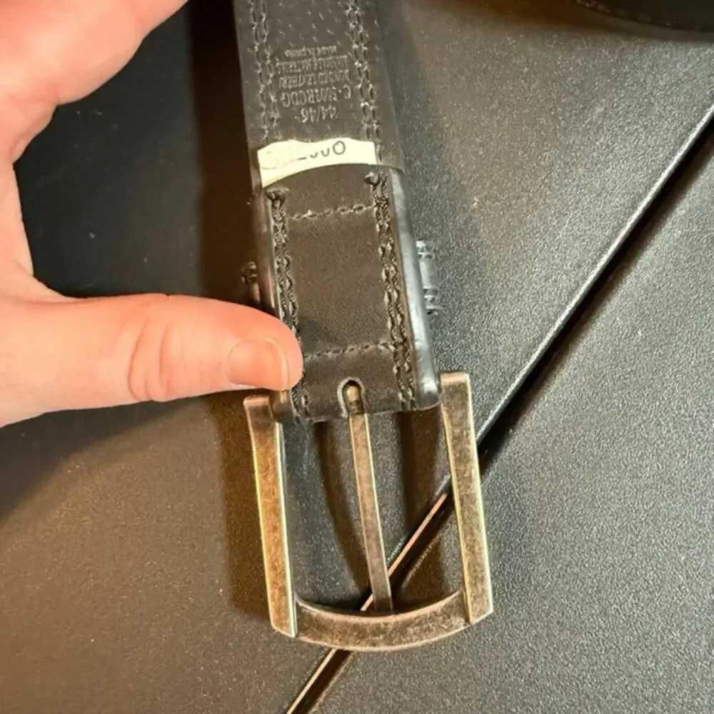 44 Black Bonded Leather Belt Mens 44 46 Buckle Included Classic Casual